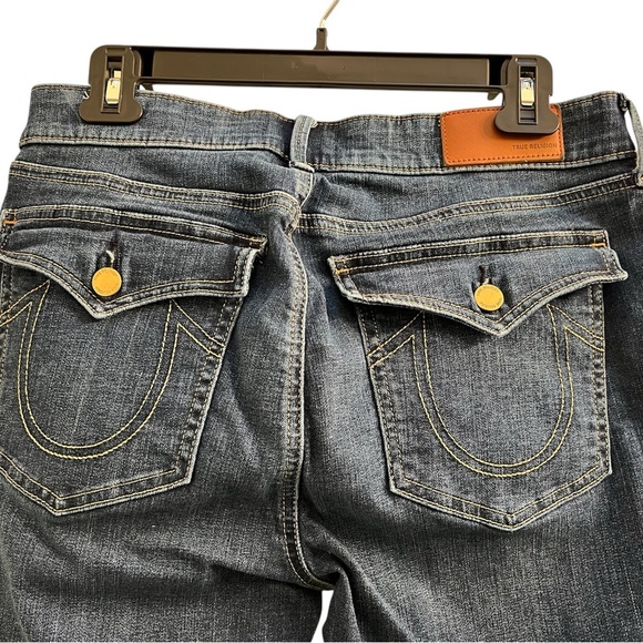 True Religion Mid Rise Skinny Jeans Blue Horse Shoe Pocket Size 32 - Picture 4 of 6
